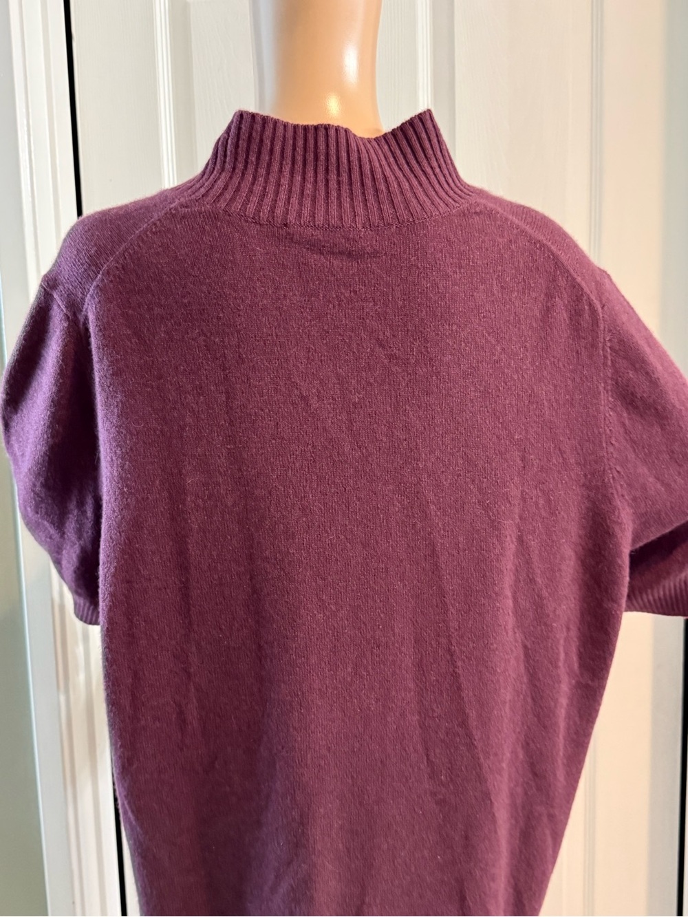 Chicos Short Sleeve Cashmere Sweater Plum Purple Size 3 XL High Neck Soft - Picture 8 of 11